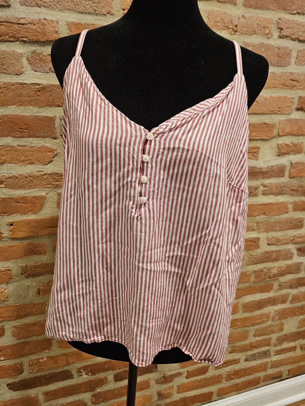 Old Navy Red & White Striped Button-Front Cami